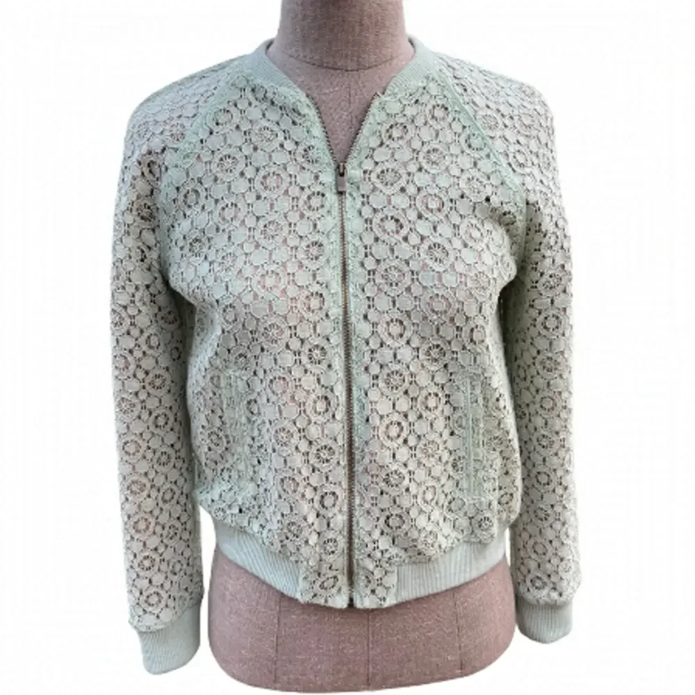 Victoria Beckham for Target Sheer Lace Mint Green Cropped Bomber Jacket - Picture 1 of 9